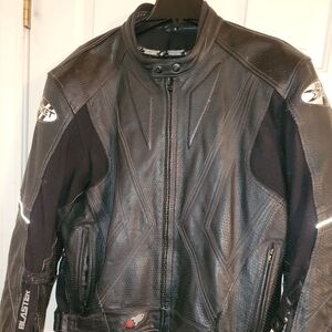 Mens Joe Rocket Blaster Leather Motorcycle Jacket Armored perforated reflective
